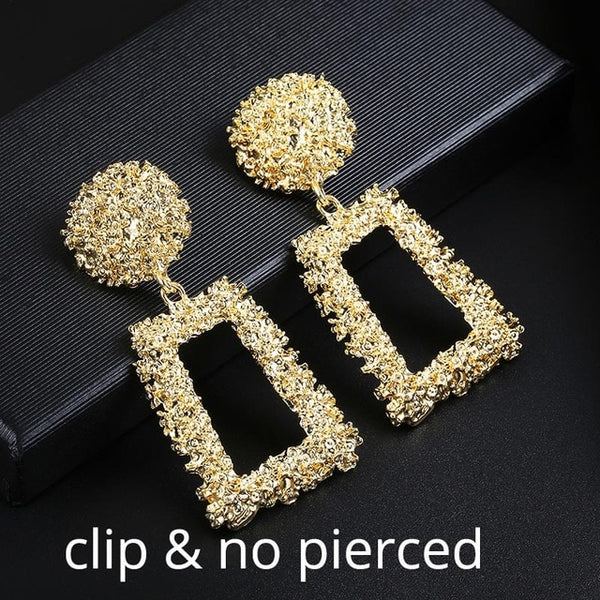 Big Vintage ZA Statement Clip Earrings for Women Without Piercing Hanging Earring