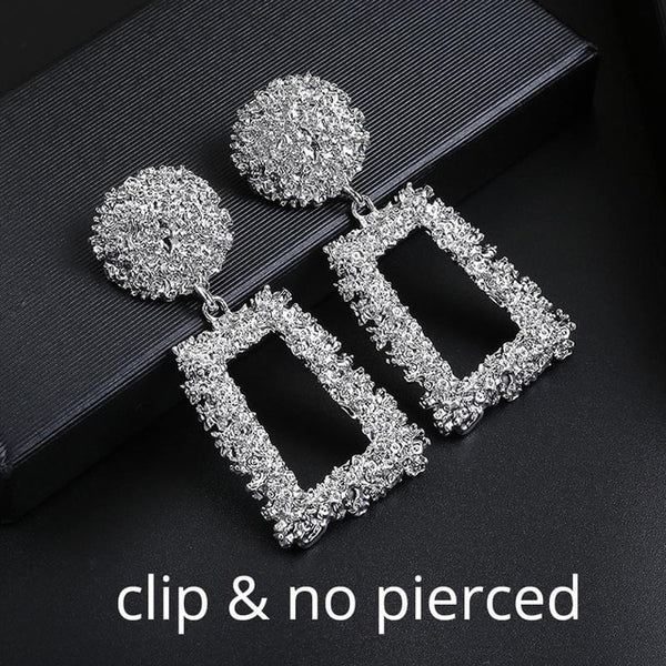Big Vintage ZA Statement Clip Earrings for Women Without Piercing Hanging Earring