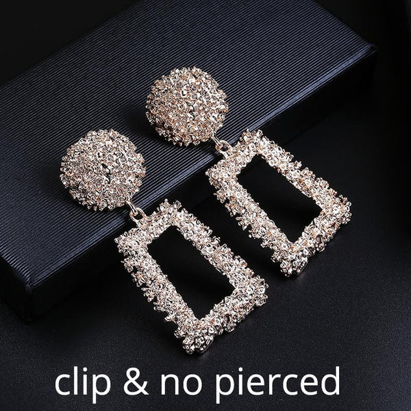 Big Vintage ZA Statement Clip Earrings for Women Without Piercing Hanging Earring