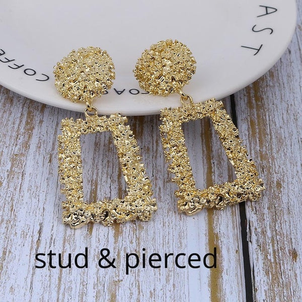 Big Vintage ZA Statement Clip Earrings for Women Without Piercing Hanging Earring