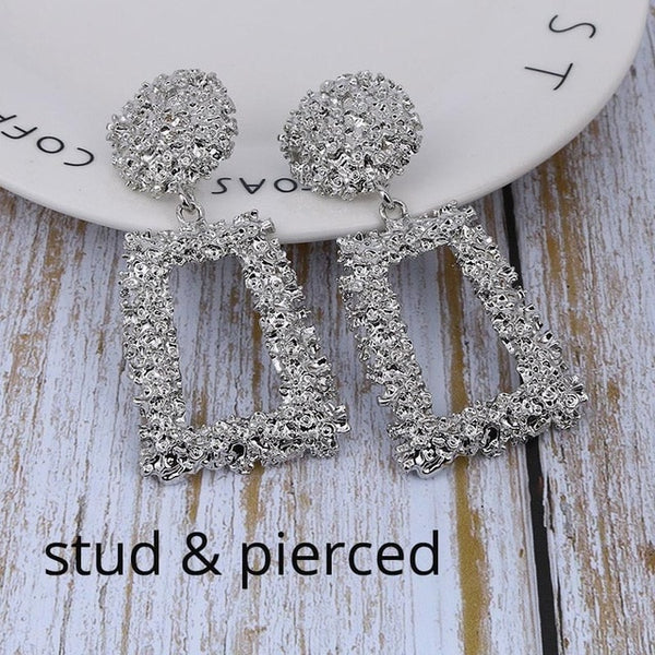 Big Vintage ZA Statement Clip Earrings for Women Without Piercing Hanging Earring