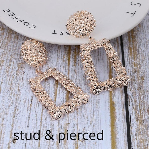 Big Vintage ZA Statement Clip Earrings for Women Without Piercing Hanging Earring